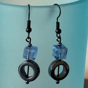 Modern Circle and Cube Pierced Earrings